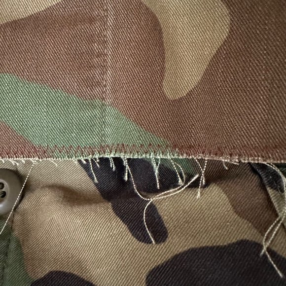 Custom Oversized Camo Jacket Floral Applique Unisex S Vintage Handmade Crop Art - Picture 7 of 10